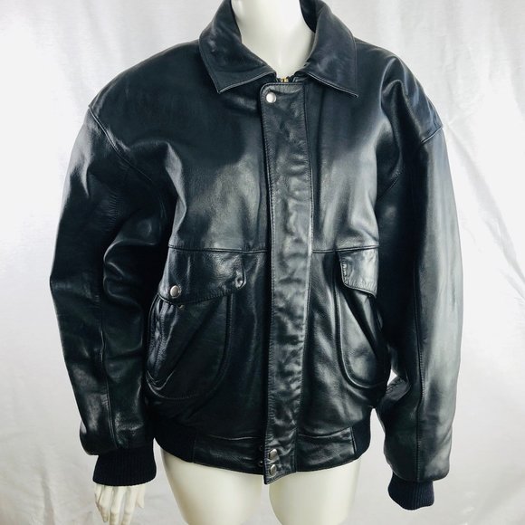Wilsons Leather Motorcycle Jacket Medium Black - Picture 1 of 8